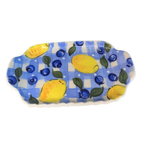 Lemon Blueberry Plaid Small Handled Rectangular Tray