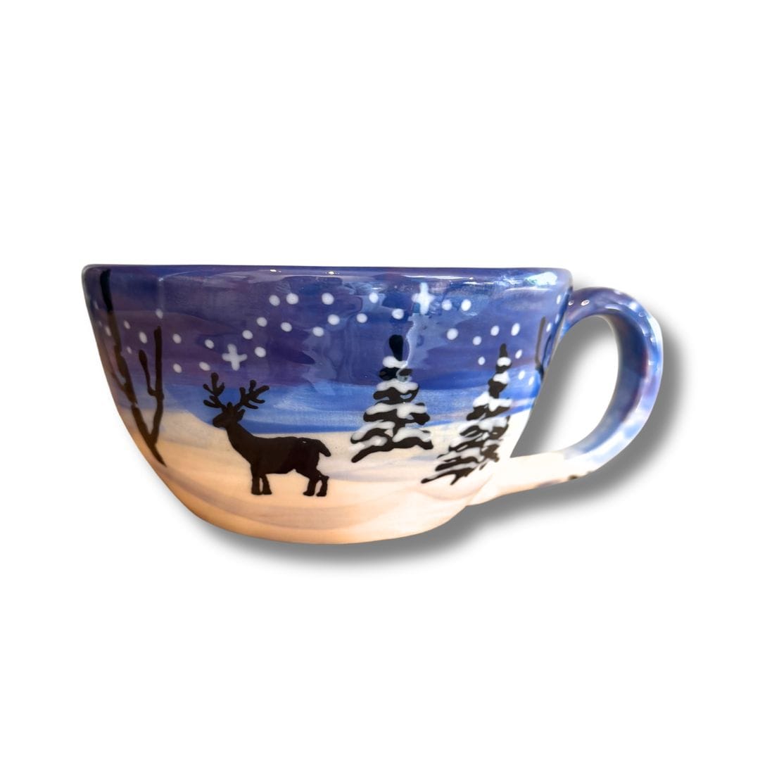 Winter Night Sky with Deer Latte/ Soup Mug