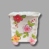 Sunny Blooms Footed Square Small Vase