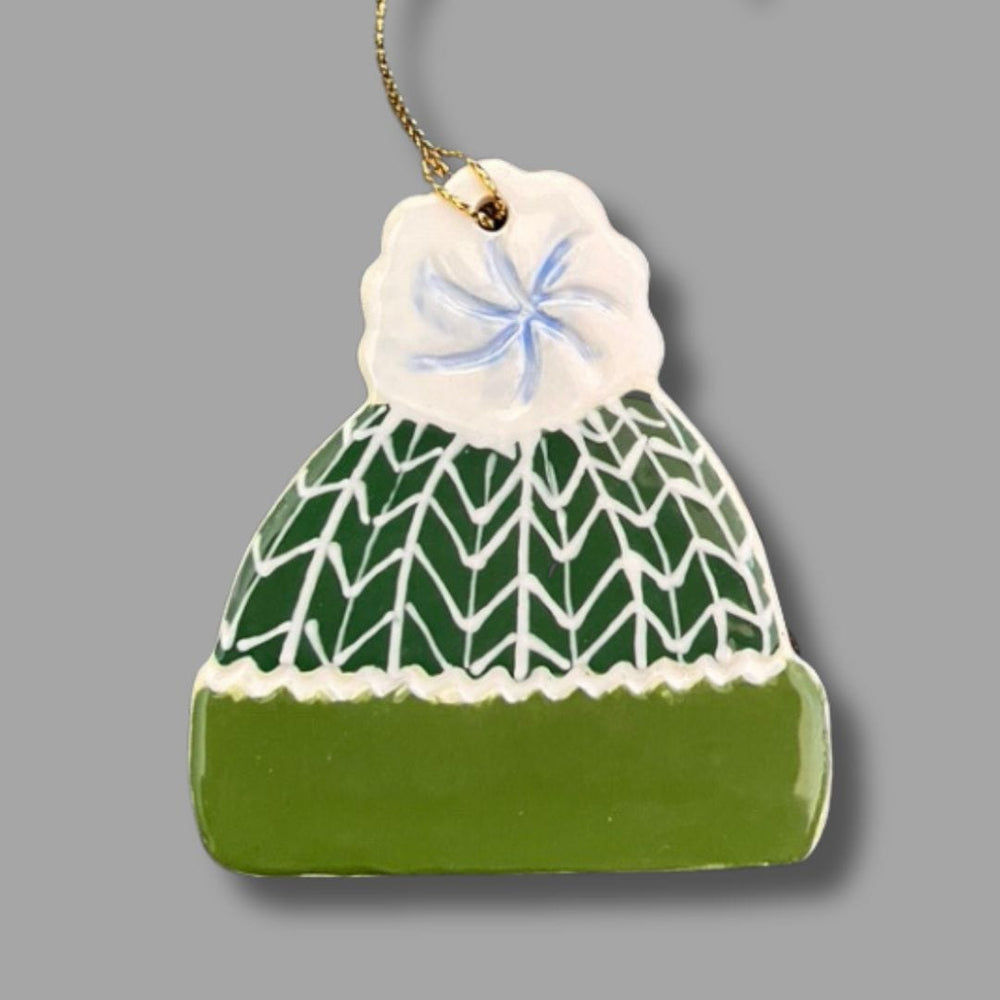 Green and White Hat Ornament