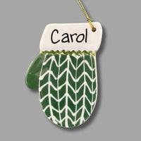 Green and White Mitten Ornament