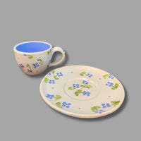 Blue Flower Espresso Cup and Saucer