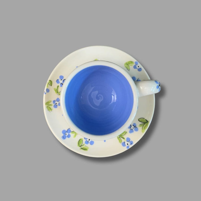 Blue Flower Espresso Cup and Saucer