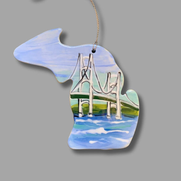 Michigan with Mackinac Bridge Ornament