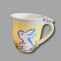 Yellow Bunny Mug with Butterfly Button