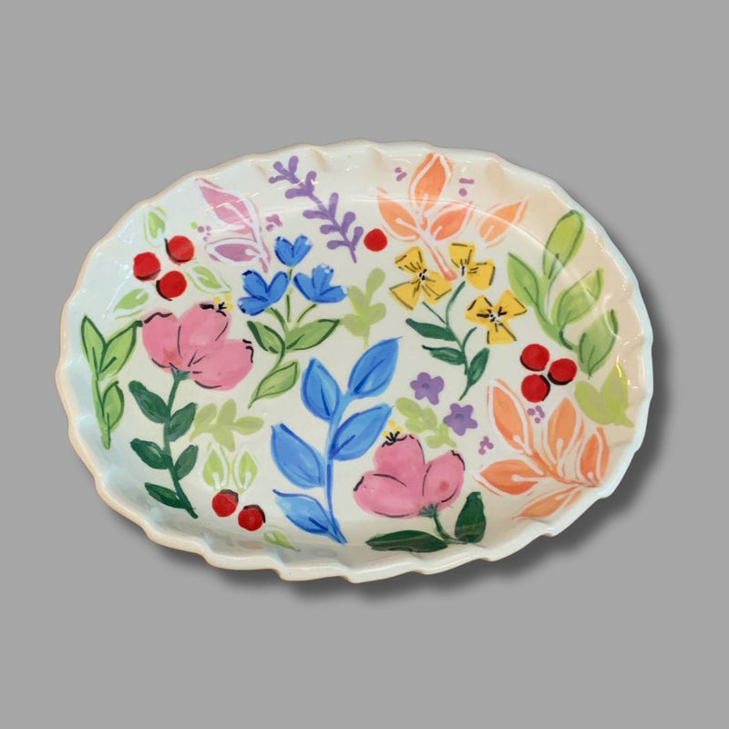 Bright Floral Oval Small Tray
