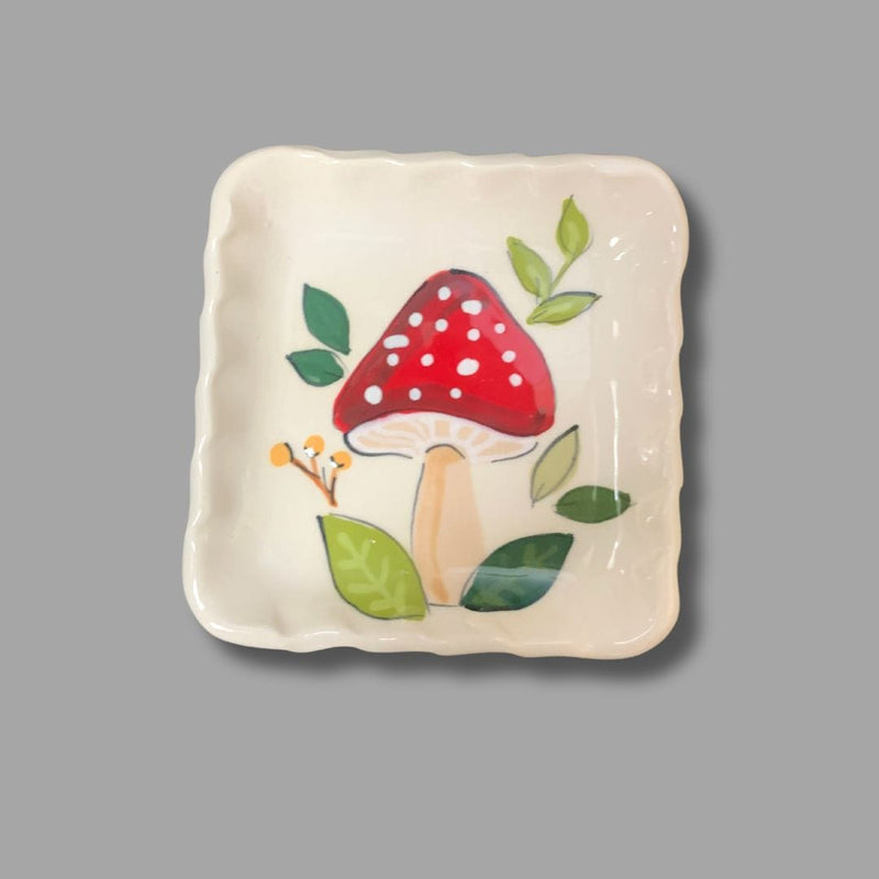 Red Mushroom and Yellow Mini Square Tray