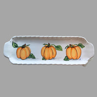 Pumpkin Medium Handled Rectangular Tray