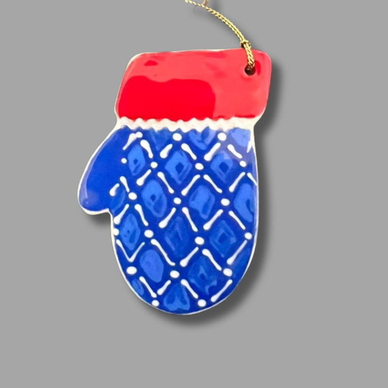 Red and Blue Mitten Ornament