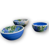 Blue Hydrangea Nesting Dip Bowls, set of 3