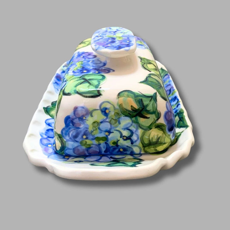 Blue Hydrangea Butter Dish
