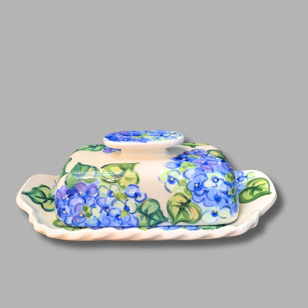 Blue Hydrangea Butter Dish