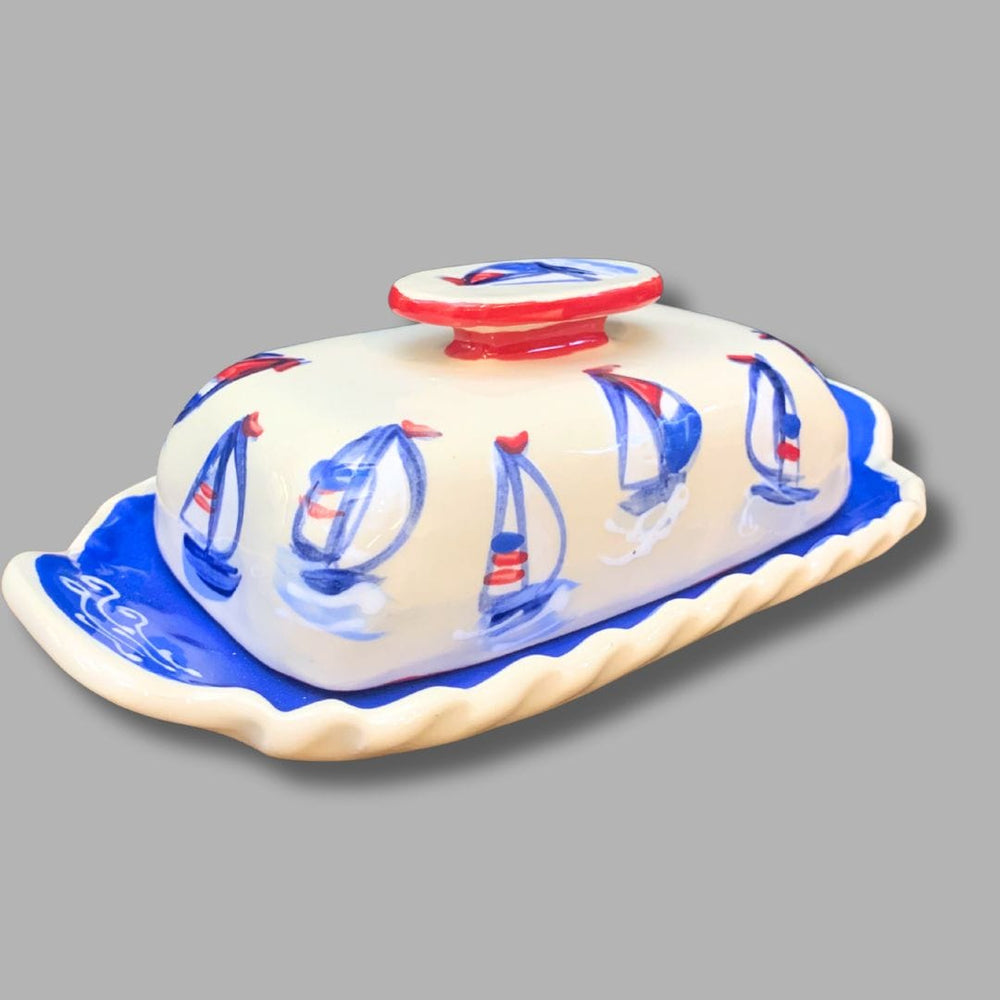 Red, White and Blue Butter Dish
