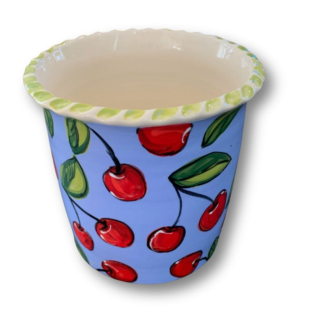 Cherry with Blue Utensil Holder