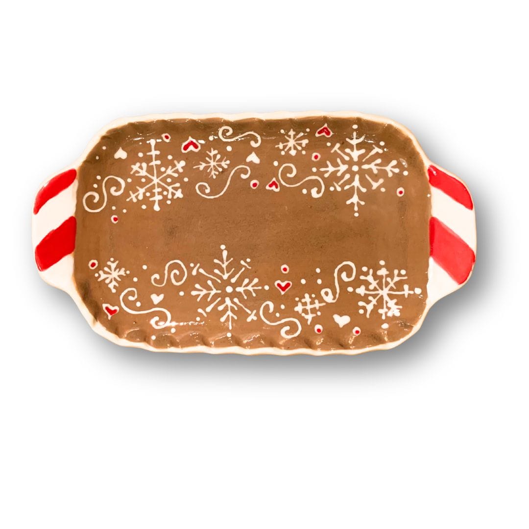 Gingerbread Small Handled Rectangular Tray