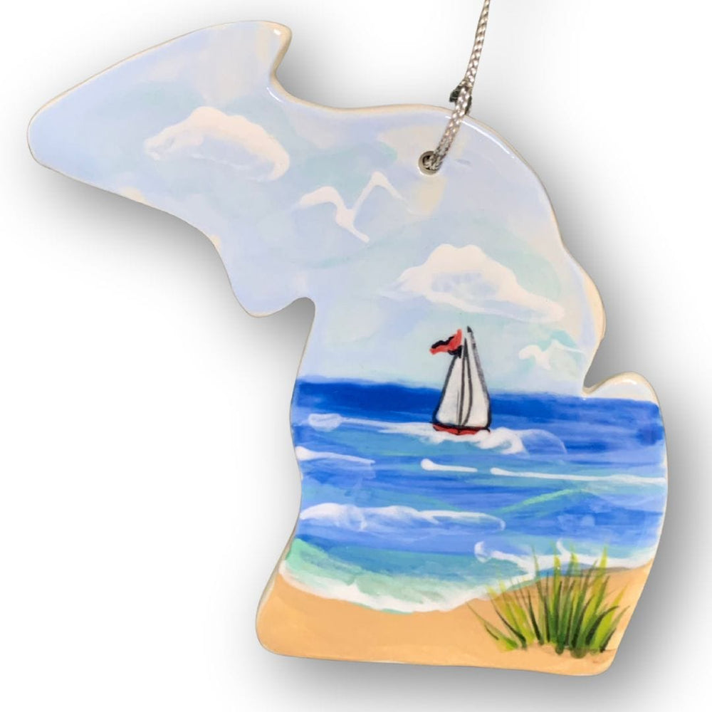 New Michigan Sailboat Ornament (with UP)