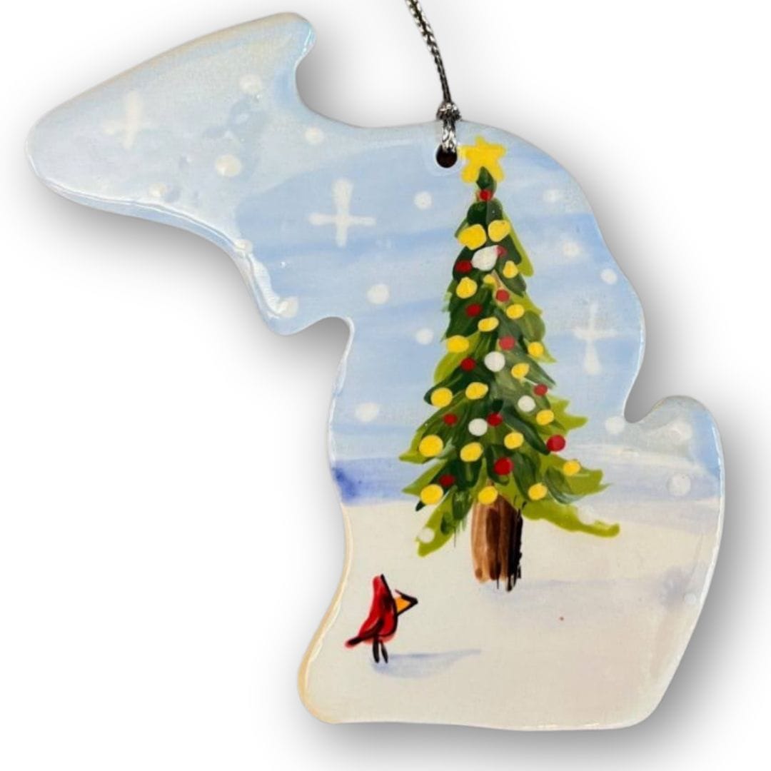 Michigan Winter Christmas Tree Ornament (with UP)
