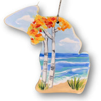 Michigan Fall Birch Tree Ornament