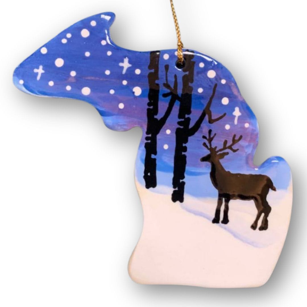 Michigan Night Sky with Deer Ornament