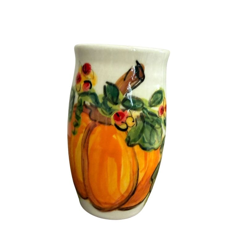 Pumpkin and Bittersweet Pencil Vase