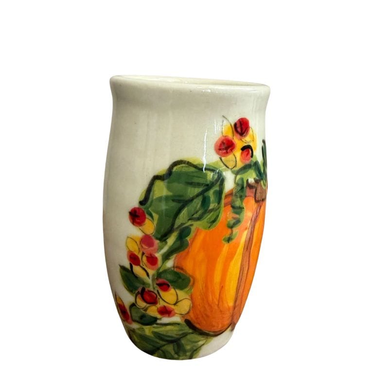 Pumpkin and Bittersweet Pencil Vase