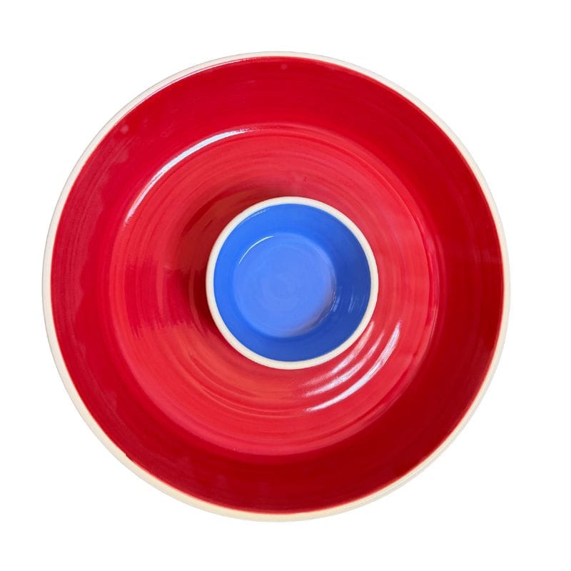 Red, White and Blue Floral Chip Dip Bowl