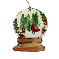 Snow Globe Woodland Cardinal Ornament