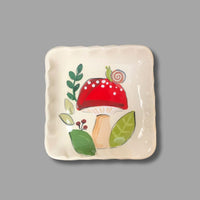 Red Mushroom and Berry Mini Square Tray