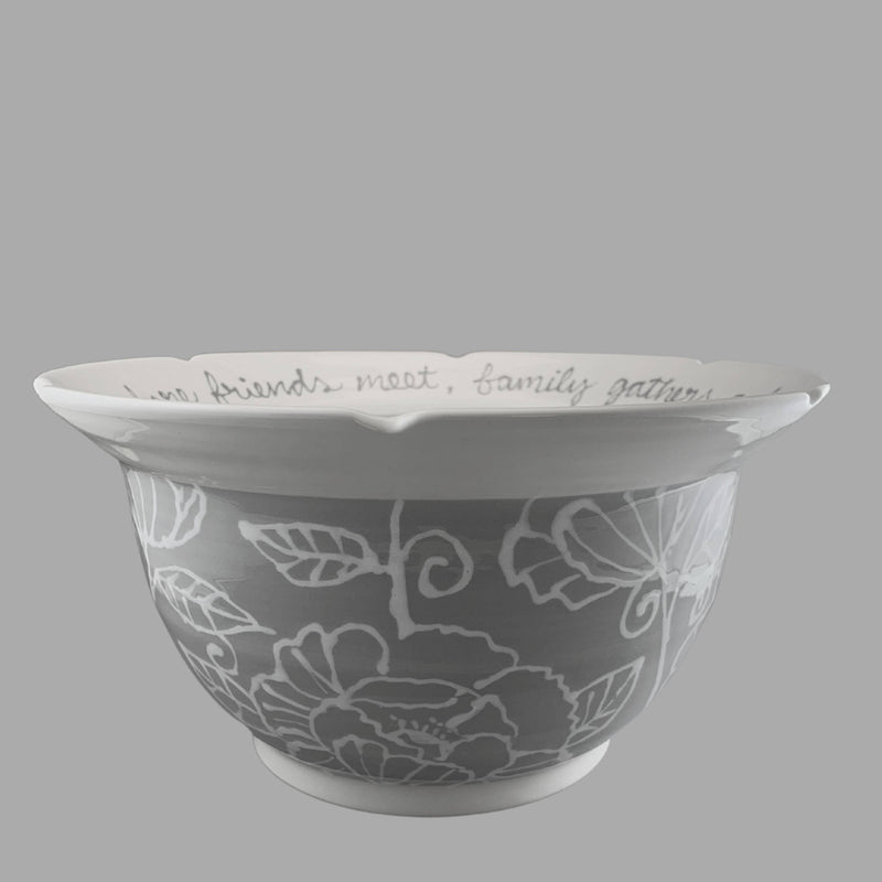 Full Color Floral Gray Medium Blessing Bowl