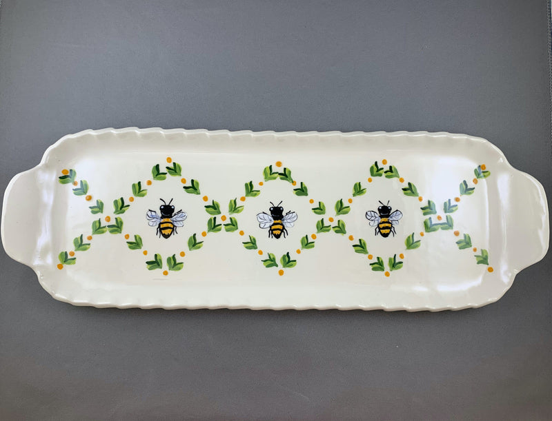 Bee Medium Handled Rectangular Tray