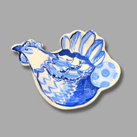 Chicken Tea Bag Holder: Blue & White