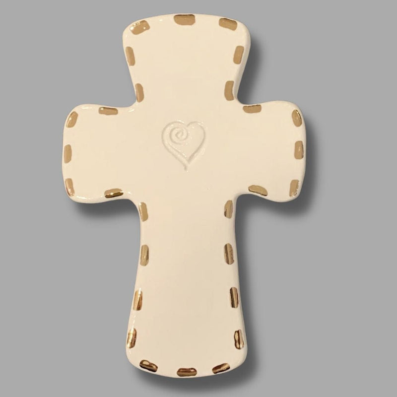 Gold Heart Baptism/Communion/Confirmation Cross Ready to Ship