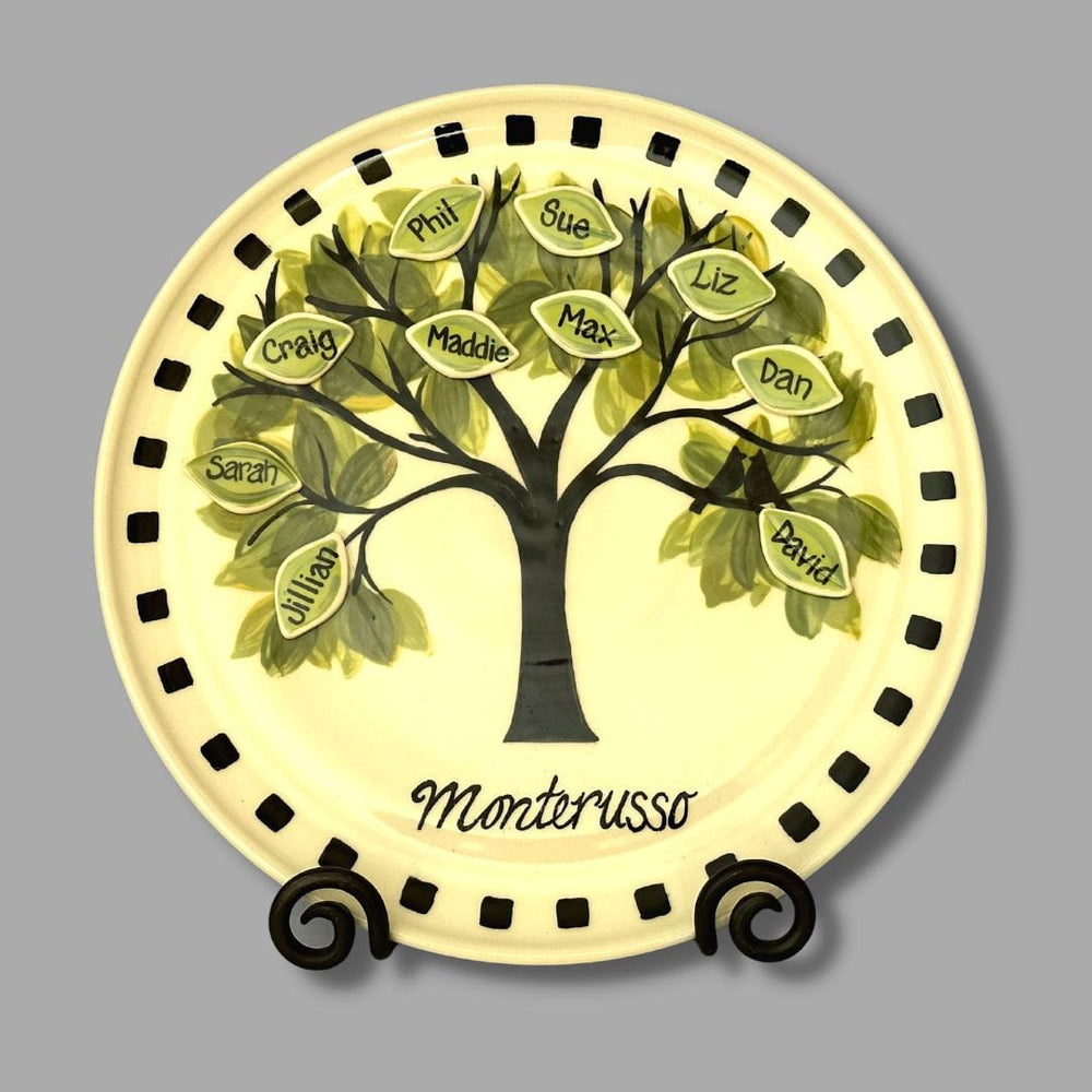 Family 2024 Tree Ceramic Platter Wedding 10x14 Personalized Customizable Birds Nesting Plate Gift Keepsake