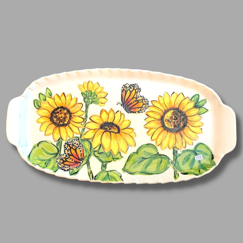Sunflower and Monarch Large Handled Tray