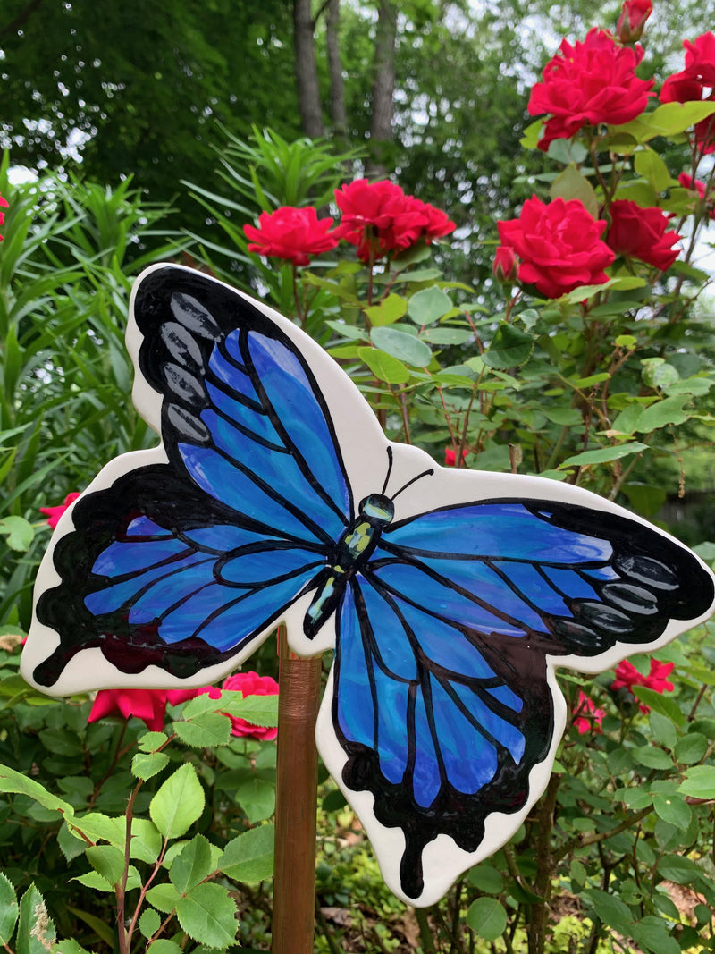 Blue Butterfly Garden Stake