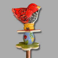 Red Bird with Flowers Garden Sculpture Ready to ship