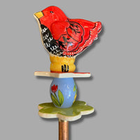 Red Bird with Flowers Garden Sculpture Ready to ship