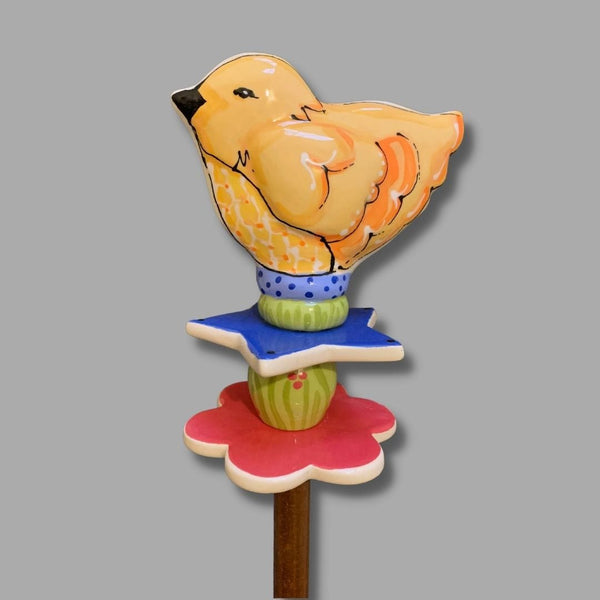 Yellow and Orange Bird Garden Sculpture