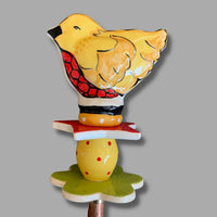 Yellow Bird with Dots Garden Sculpture Ready to ship