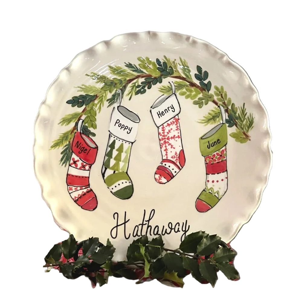 Family Christmas Stocking Plate, Personalized