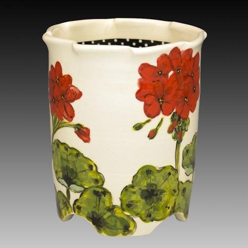 Summer Geranium Utensil Holder