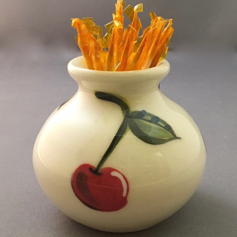 Cherry Small Vase with yellow toothpicks