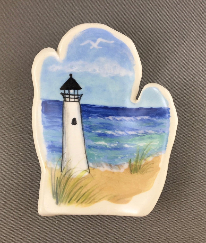 Michigan Tea Bag Holder: White Lighthouse 