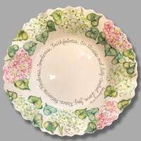 White and Pink Hydrangea Large Blessing Bowl