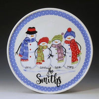 Snowman Family Plate: polka dots