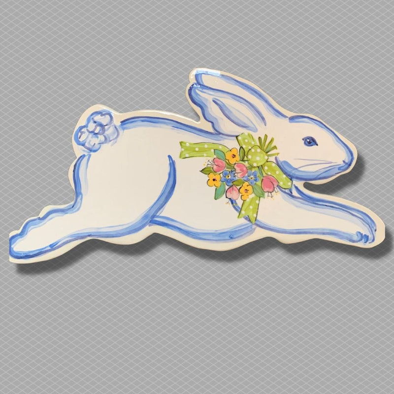 Running Bunny Garden Stake with Flowers