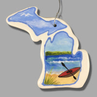 Michigan Kayak Ornament (with UP)
