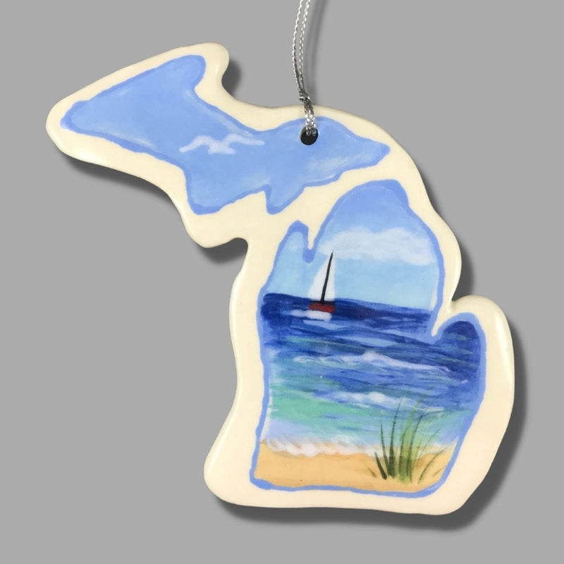 Michigan Sailboat Ornament (with UP)