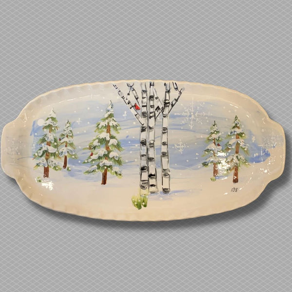 Winter Birch Large Handled Tray